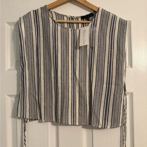 Final Touch Navy and White Striped Tie-Side Camisole